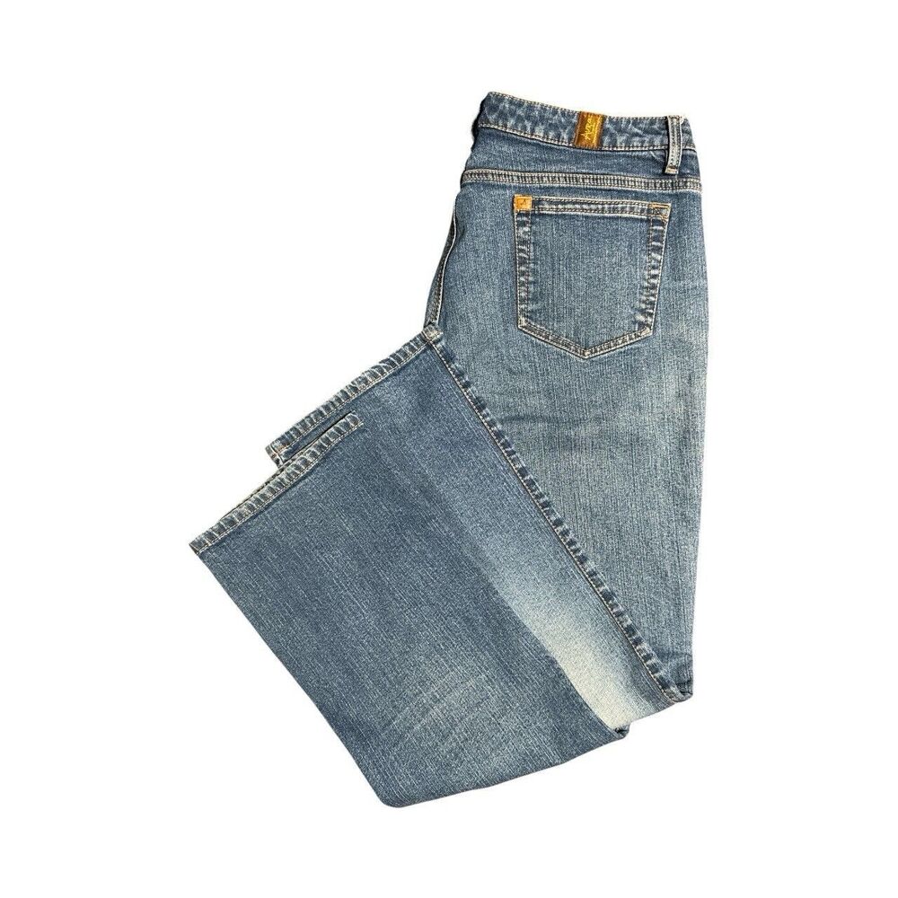 Womens Wrangler Aura Jeans Size 16/18 (36x30) Blue Cotton Blend Bootcut Denim
